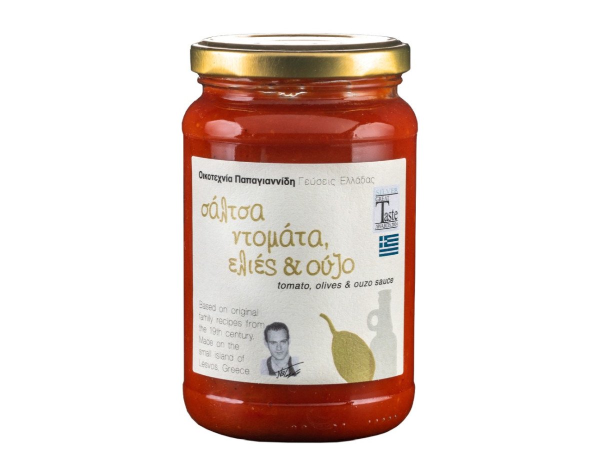 Papayiannides: Flavors of Greece - Tomato, Olives  Ouzo Sauce (Glass Jar - 380g)