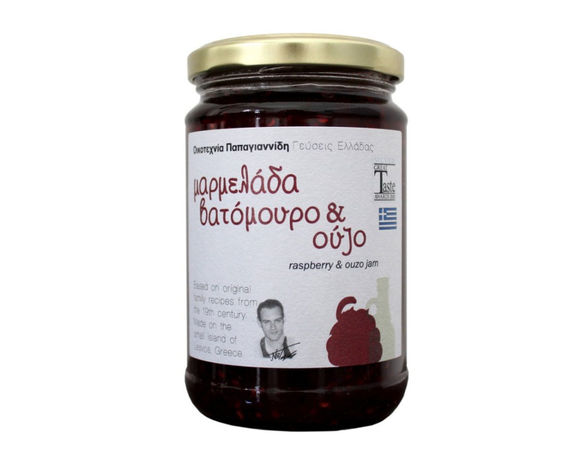 Papayiannides: Flavors of Greece - Raspberry  Ouzo (Glass Jar - 380g)