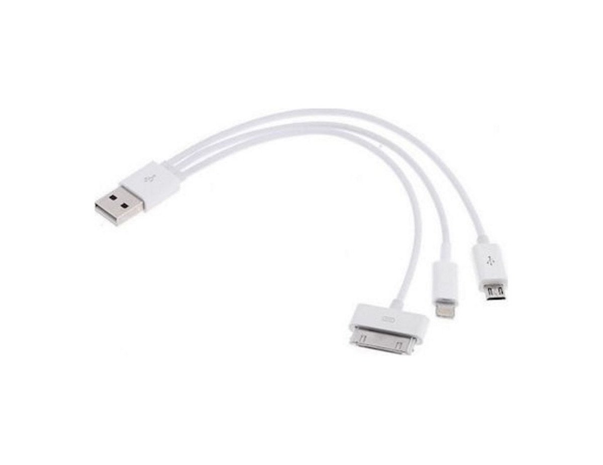 3-IN-1 MULTI USB CHARGING CABLE (MICRO USB, APPLE LIGHTNING  APPLE 30PIN)