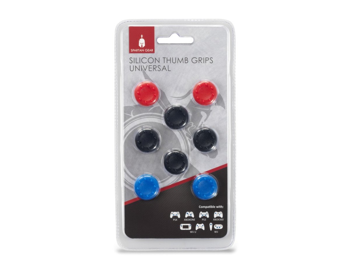 Spartan Gear - Silicon Thumb Grips Universal (8pcs - colour: 4pcs Black, 2pcs Red, 2pcs Blue)