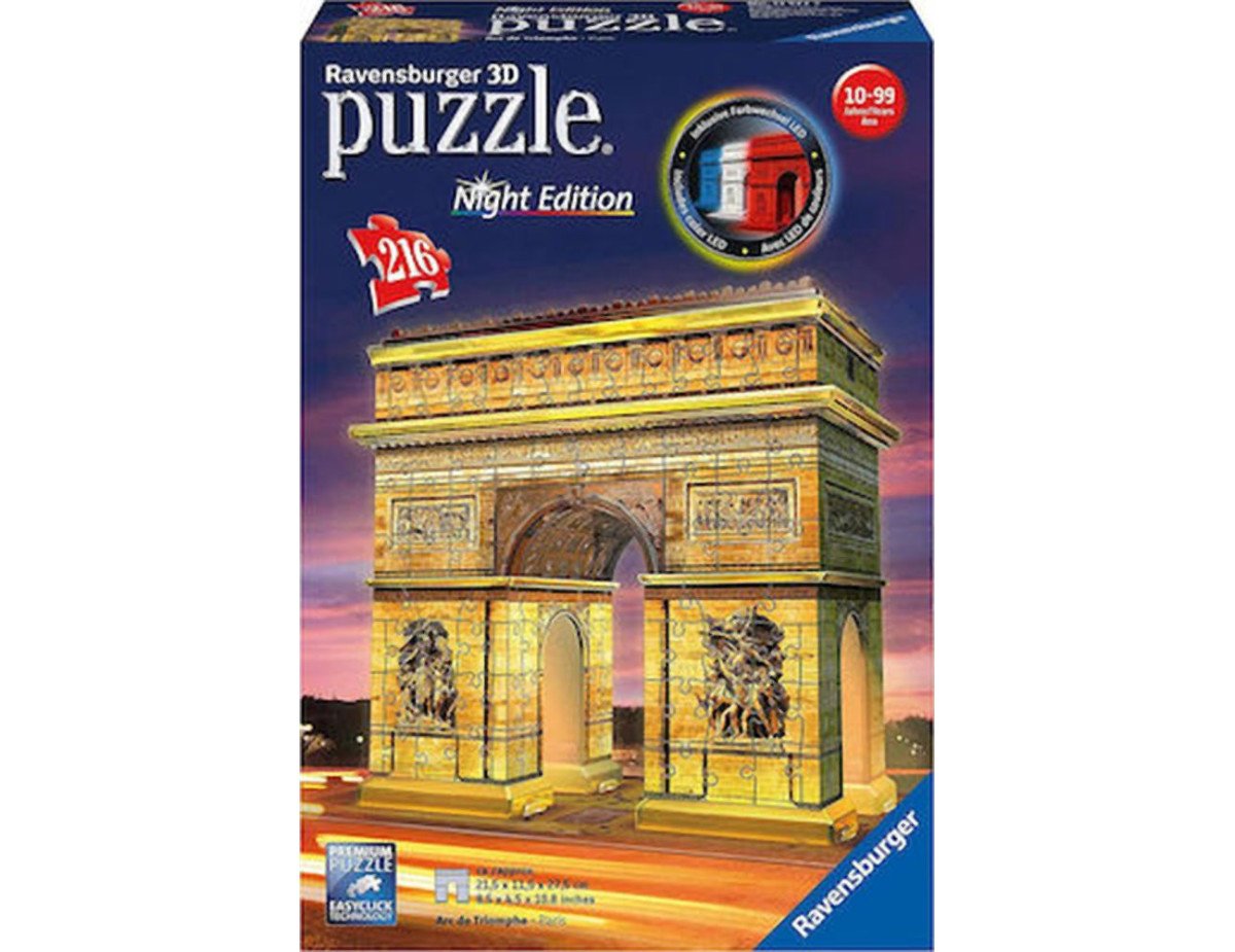 Ravensburger 3D Puzzle: Arc De Triomphe Night Edition (216pcs) (12522)