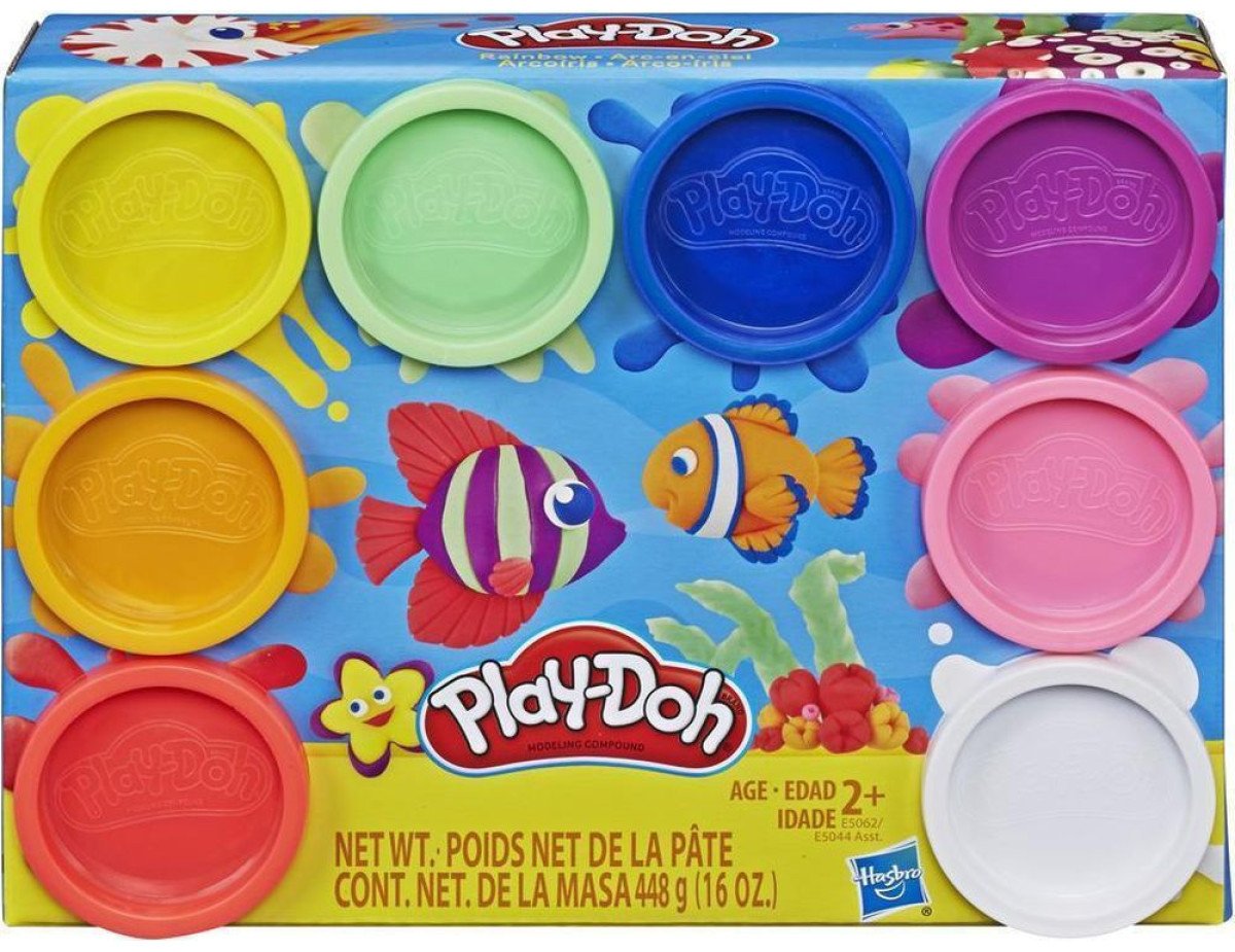 Hasbro Play-Doh Rainbow Non Toxic Set of 8 Colours Cans (E5062)