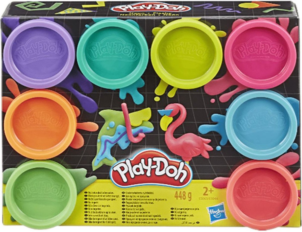 Hasbro Play-Doh Neon Non Toxic Set of 8 Colours Cans (E5063)