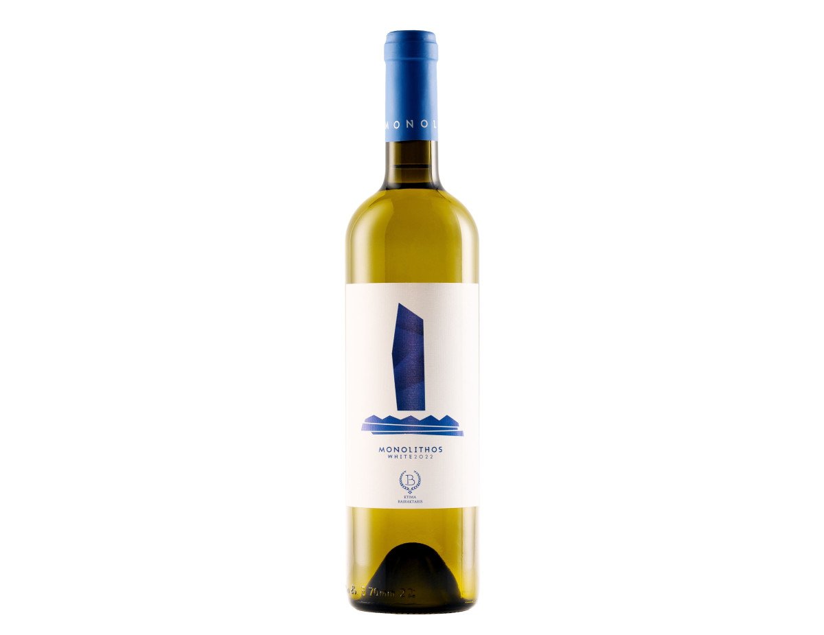 Bairaktaris - Monolithos White - Malagousia Assyrtiko Moscato - Dry White Wine P.G.I.,750 ml