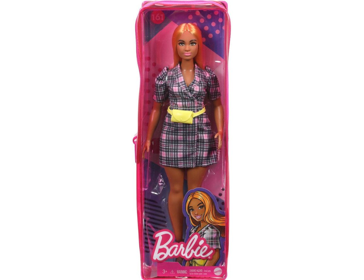 Mattel Barbie Doll - Fashionistas #161 - Puff Sleeve Plaid Blazer Dress Curvy Doll (GRB53)