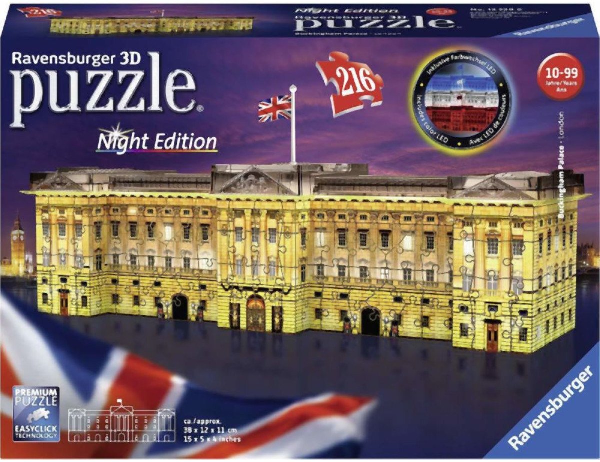 Ravensburger 3D Puzzle Night Edition: Buckingham Palace Night Edition (216pcs) (12529)