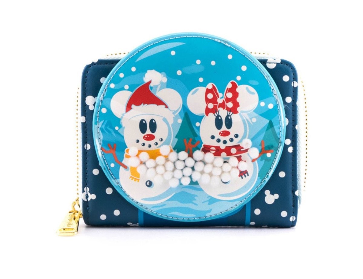 Loungefly Disney Snowman Mickey Minnie Snow Globe Zip Around Wallet (WDWA1786)