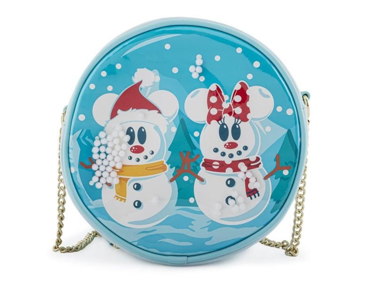 Loungefly Disney Snowman Mickey Minnie Snow Globe Crossbody Bag (WDTB2339)