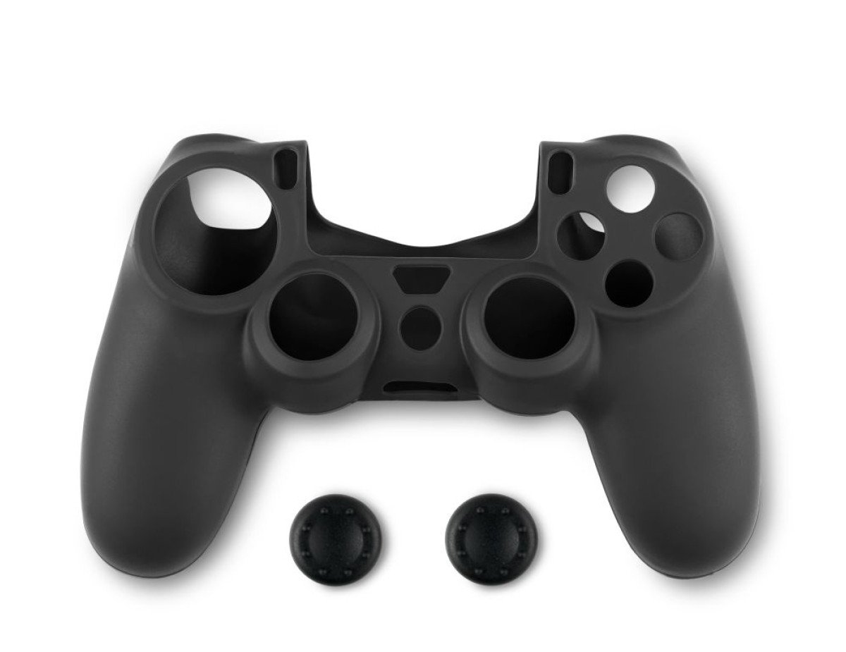 Spartan Gear - Controller Silicon Skin Cover and Thumb Grips (compatible with playstation 4) (colour: Black)