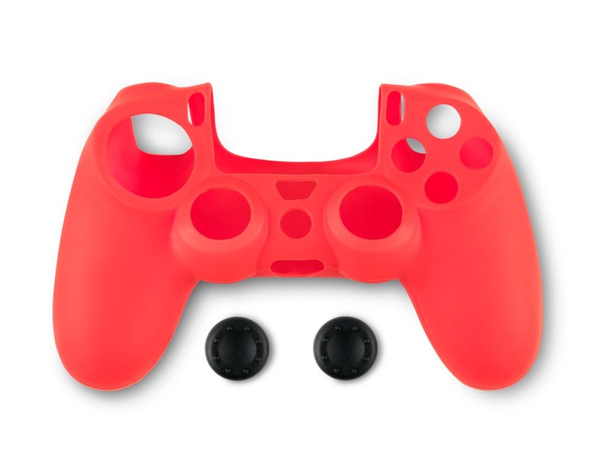 Spartan Gear - Controller Silicon Skin Cover and Thumb Grips (compatible with playstation 4) (colour: Red)