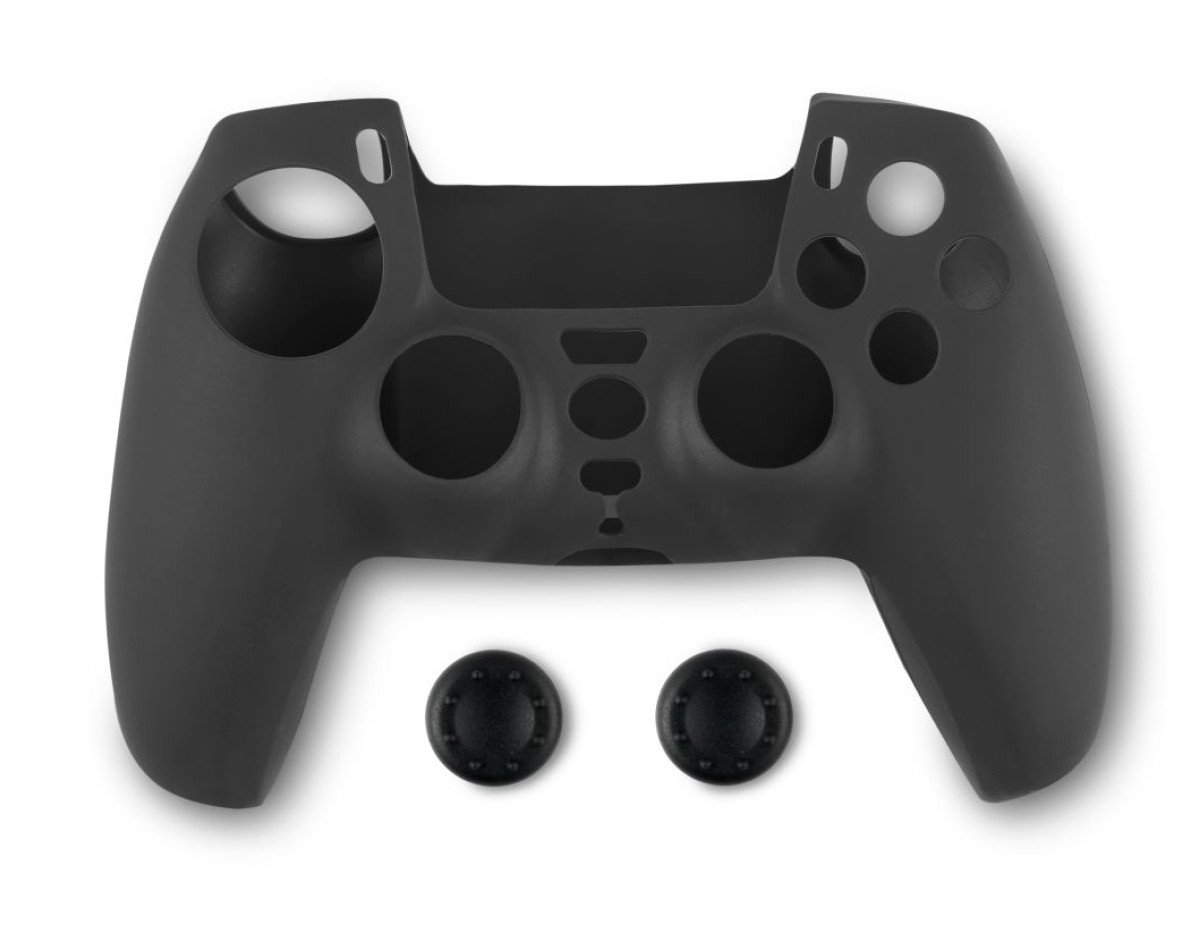 Spartan Gear - Controller Silicon Skin Cover and Thumb Grips (compatible with playstation 5) (colour: Black)