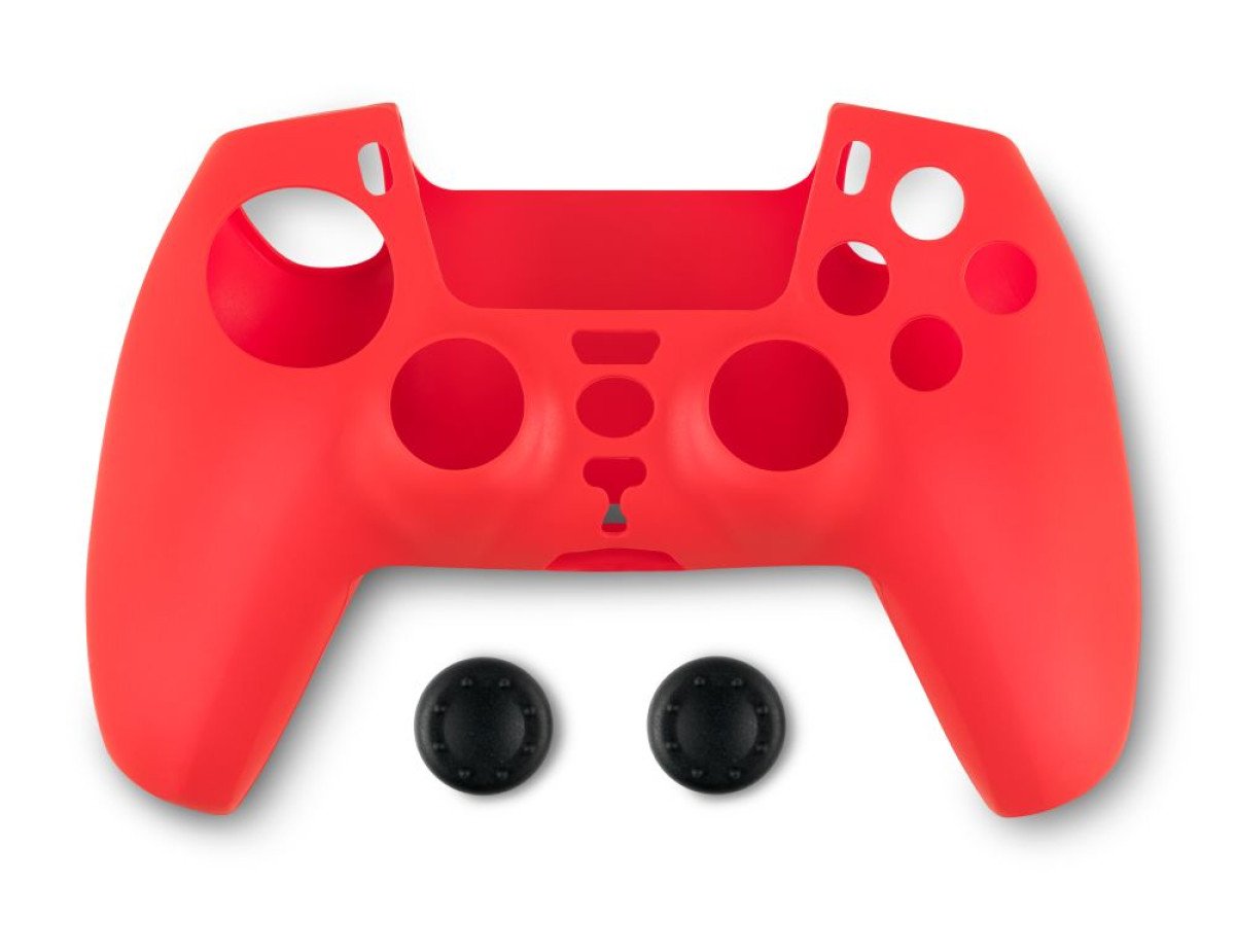 Spartan Gear - Controller Silicon Skin Cover and Thumb Grips (compatible with playstation 5) (colour: Red)