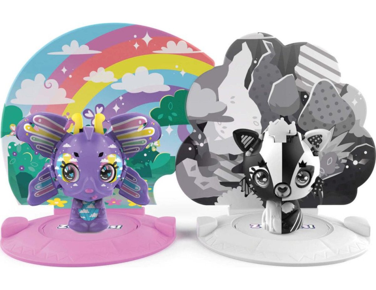 Spin Master Zoobles!: Zoobles  Happitat Opposite Obsessed Butterfly  Black White Fox (2-Pack) (20135095)