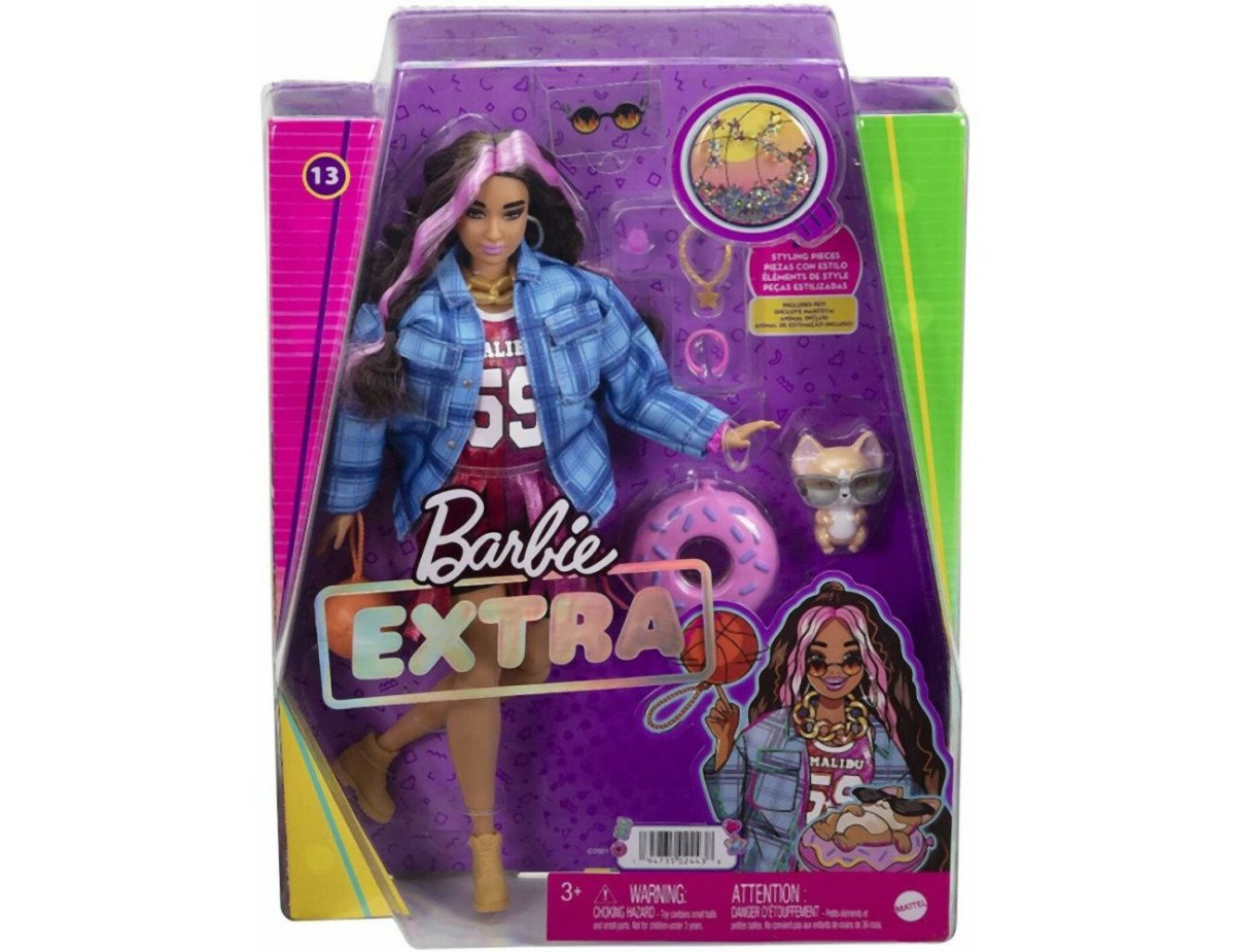 Mattel Barbie Extra - Basketball Doll Jersey Dress  Accessories, with Pet Corgi (HDJ46)