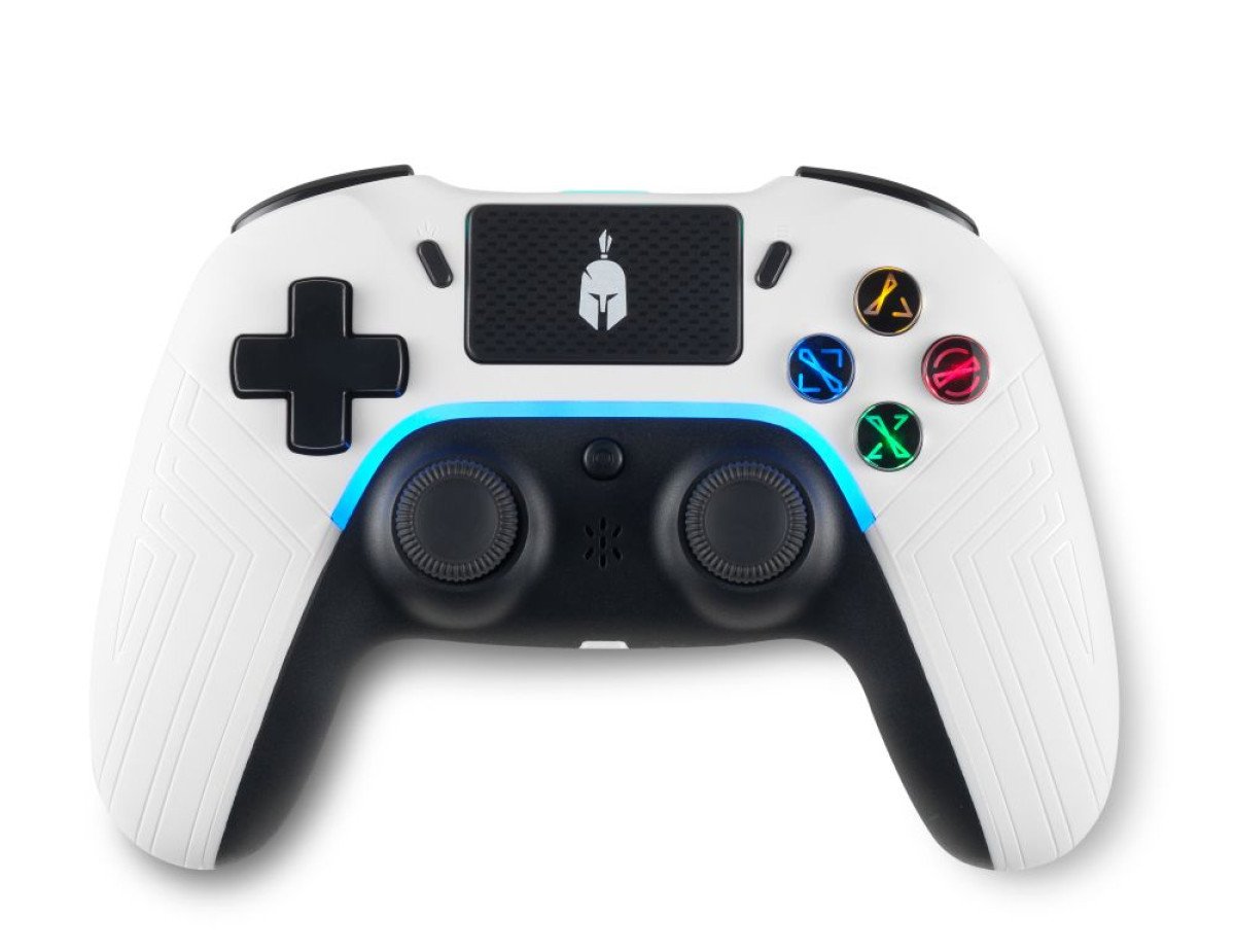 Spartan Gear - Aspis 4 Wired  Wireless Controller (compatible with PC [wired] and playstation 4 [wireless]) (colour: White/Black)