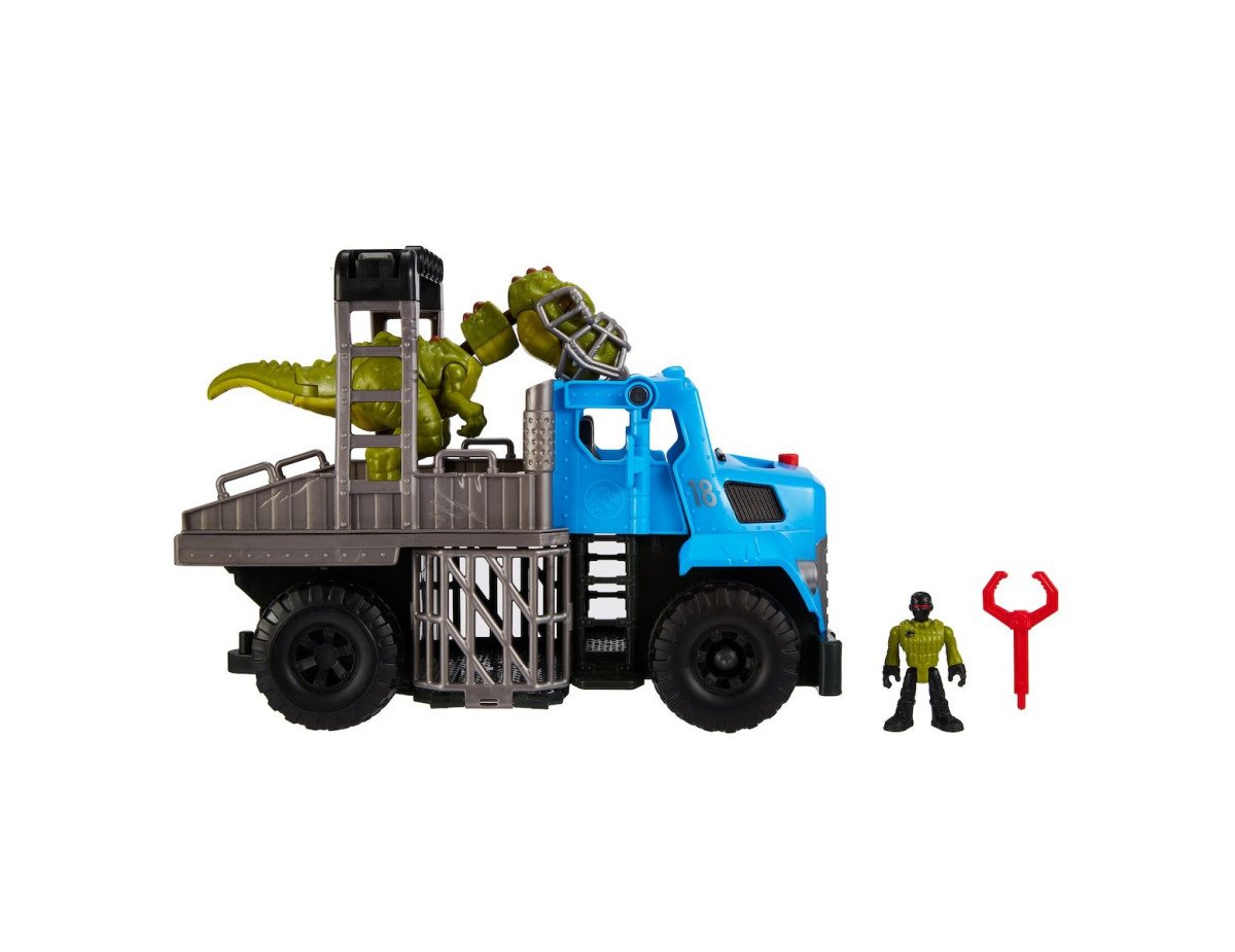 Mattel Imaginext Jurassic World Dominion: Break Out Dino Hauler Thrashing Action Vehicle (GVV50)