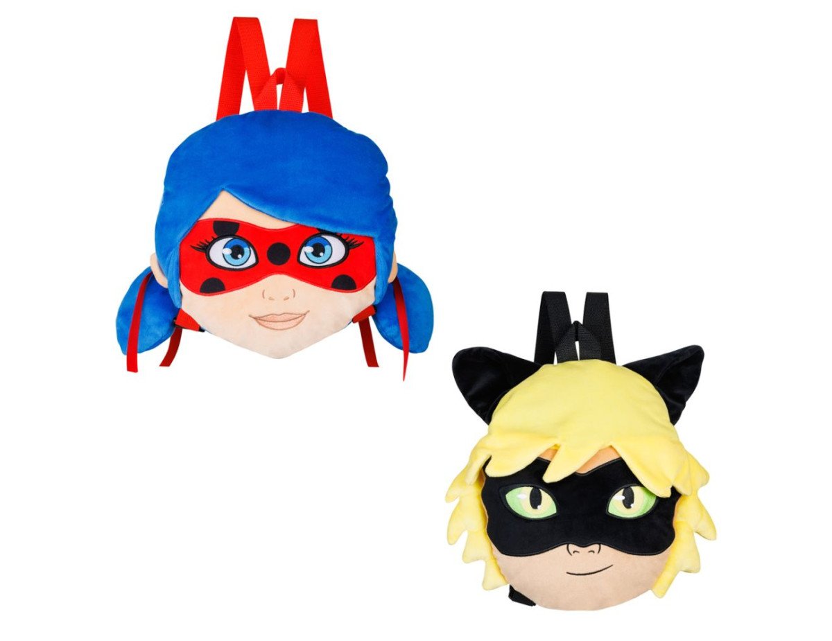 P.M.I. Miraculous Plush Backpacks 30cm (Random-2 characters to collect-Lady Bug/Black-Cat Noar) (MLB7008)