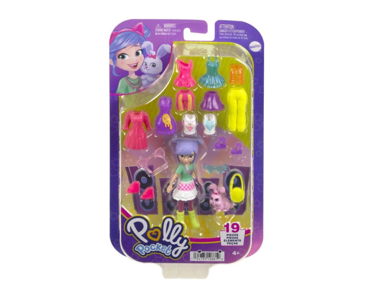 Mattel Polly Pocket: Medium Pack - Morning Walk Doll with Pet (HKV94)