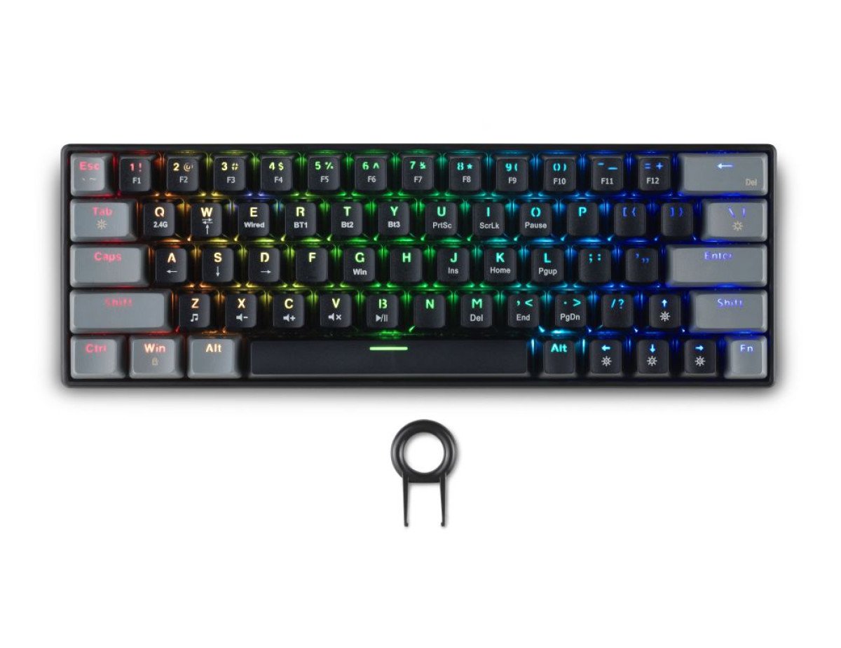 Spartan Gear - Pegasus 2 RGB Wired  Wireless 63 keys Mechanical Gaming Keyboard (color: Black/Grey)