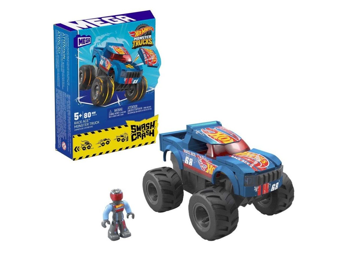 Mattel Mega Hot Wheels Monster Trucks: Smash  Crash - Race Ace Monster Truck (HMM49)