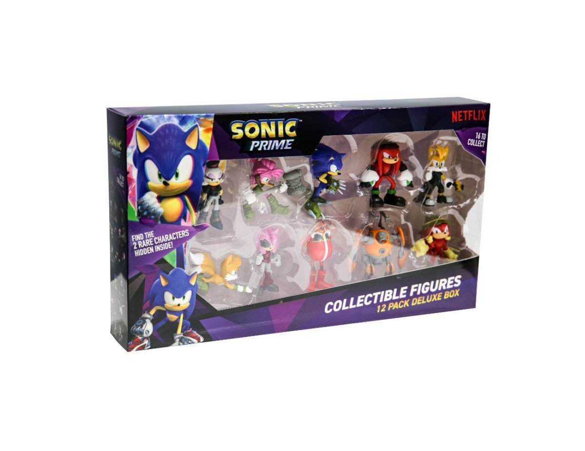 P.M.I. Sonic Prime 12 Pack Deluxe Box - including 2 rare hidden characters (S1) Collectible Figures (6.5cm) (Random) (SON2080)