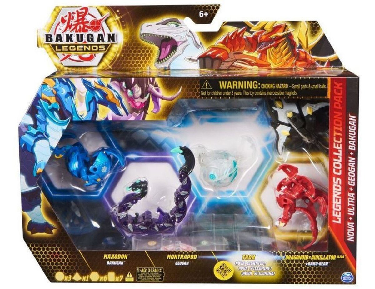 Spin Master Bakugan: Legends Collection Pack - Nova + Ultra + Geogan + Bakugan - Maxodon/Montrapod/Trox/Dragonoid x Auxillataur Ultra (20140074)