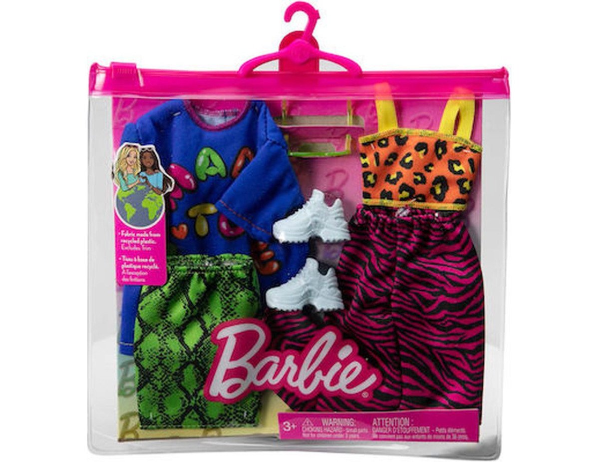 Μattel Barbie: Fashions 2-Pack Clothing Set - Made to Move Skirt  T-shirt Pants and Accessory (HJT36)