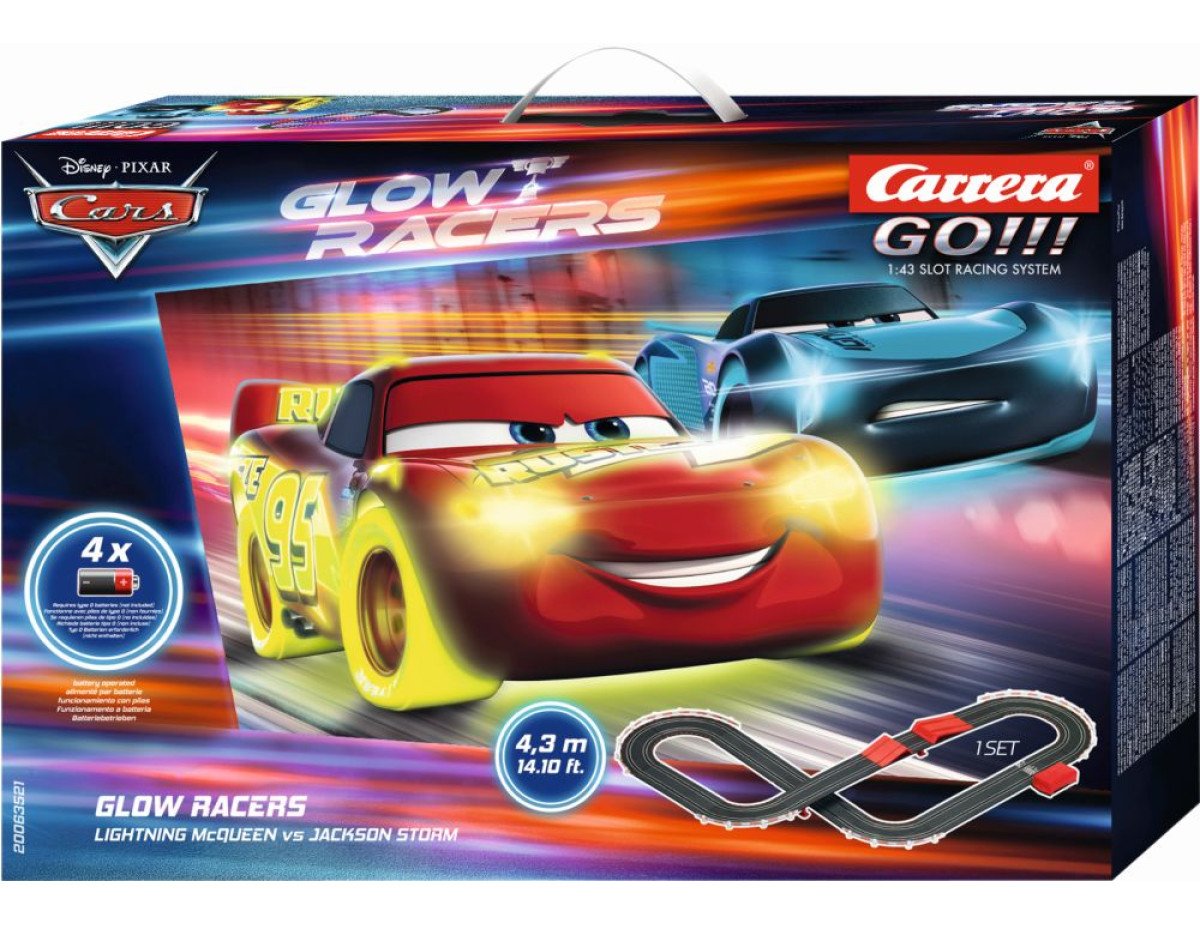 Carrera GO!!! Set: Disney Cars - Glow Racers Lightning McQueen VS Jackson Storm - Battery Operated 1:43 (20063521)