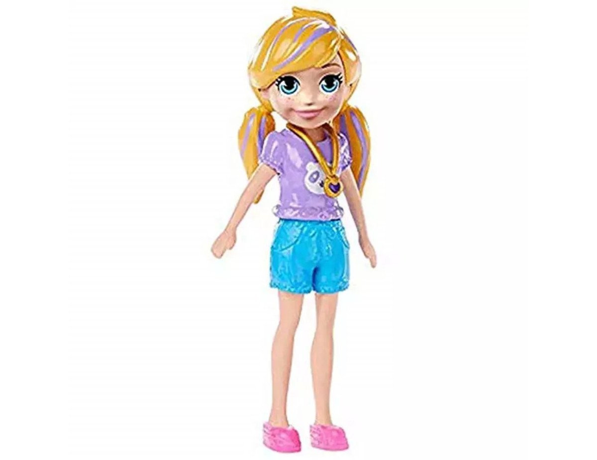 Mattel Polly Pocket Impulse Doll - Doll with Purple Shirt  Blue Skirt (HKV81)