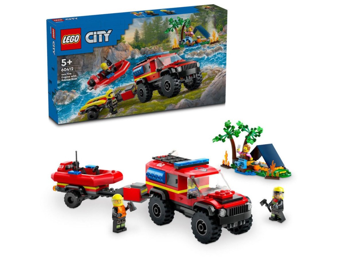 LEGO® City: 4x4 Fire Truck with Rescue Boat Toy (60412)