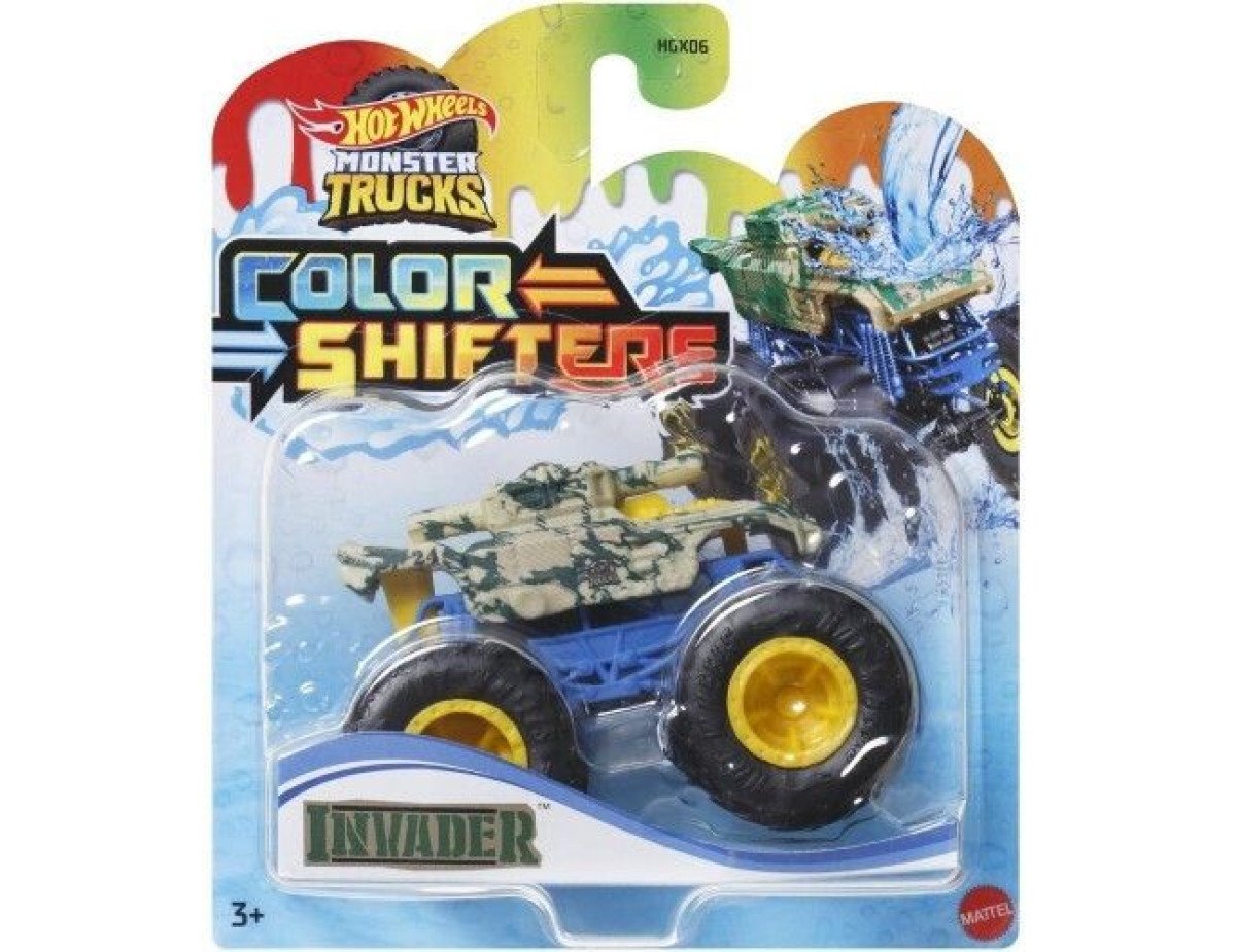 Mattel Hot Wheels Monster Trucks: Color Shifters - Invader Vehicle (HVH87)