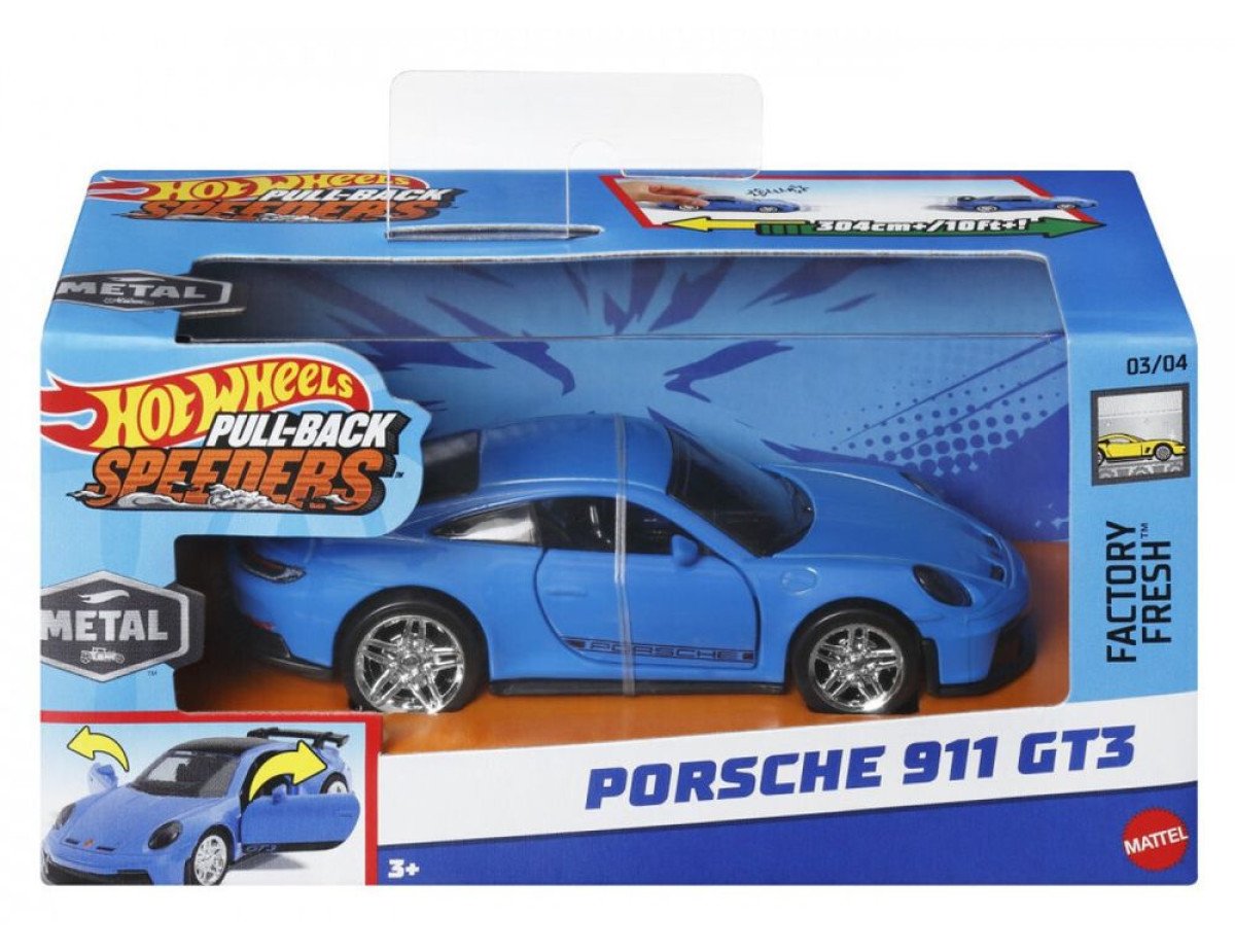 Mattel Hot Wheels: Pull-Back Speeders - Porsche 911 GT3 (1:43) (HWH47)