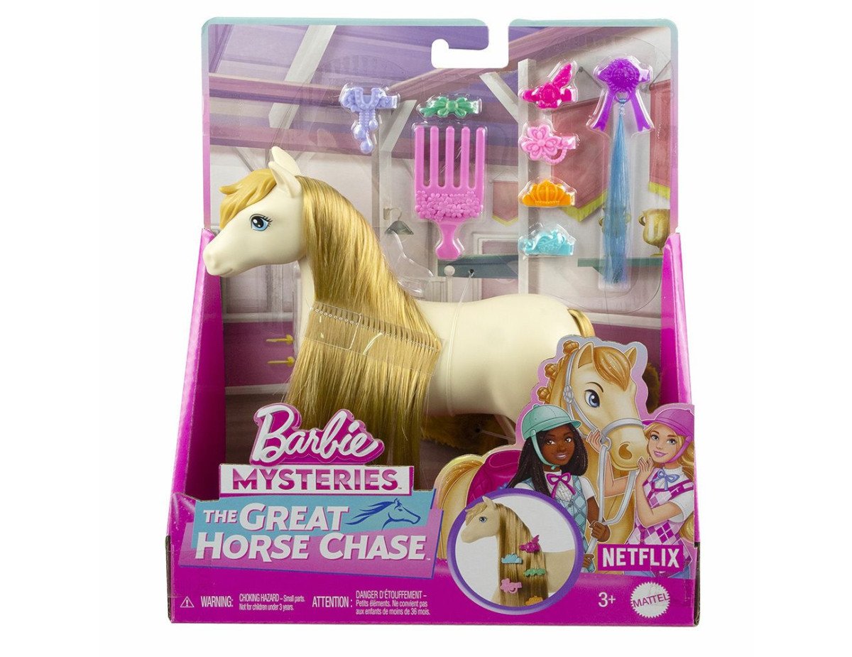 Mattel Barbie Mysteries: The Great Horse Chase - White Pony with Blonde Ponytail  (HXJ36)