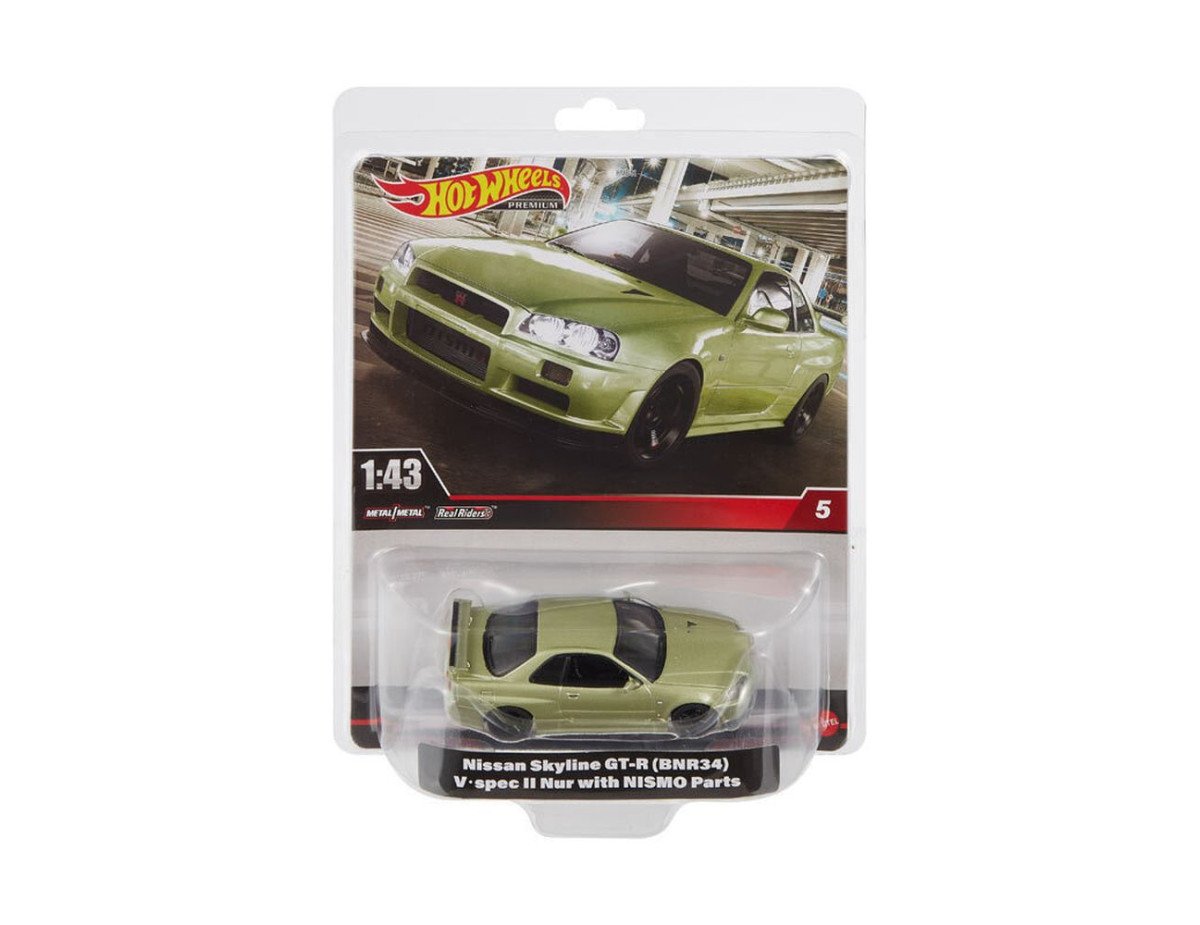 Mattel Hot Wheels: Premium Real Readers - Nissan Skyline GT-R (BNR34) V Spec II with Nismo Parts 1:43 (HMD47)