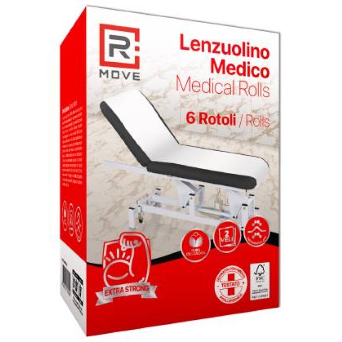 RMove 1 Conf. da 6pz 60 cm x 60 m Lenzuolino Medico 2 Veli Pura Cellulosa RMove 1 Conf. da 6pz 60 cm x 60 m Lenzuolino Medico 2 Veli Pura Cellulosa
