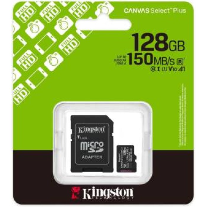 Kingston Micro SD 128GB Cl10 Canvas S.Plus SDCS3/128GB +Ad.SD