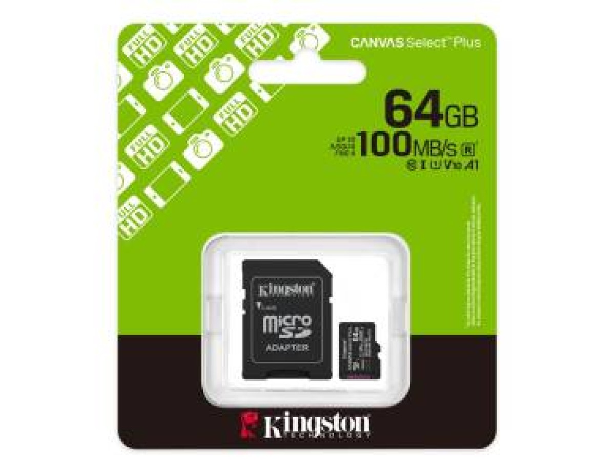 Kingston Micro SD 64GB Cl10Canvas S.Plus SDCS3/64GB +Ad.SD