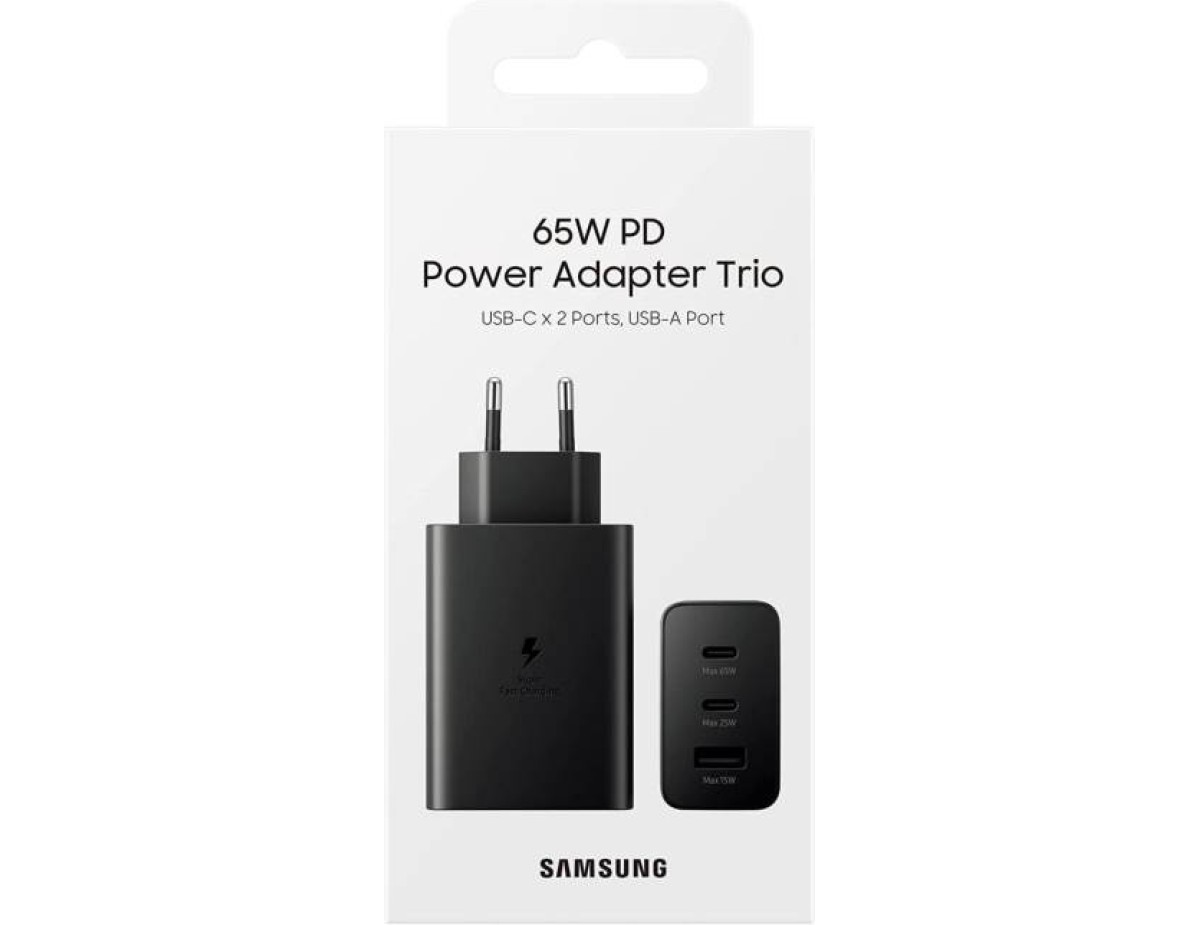 Samsung Caricatore 65W Trio EP-T6530 FC USB-C+USB-A Black