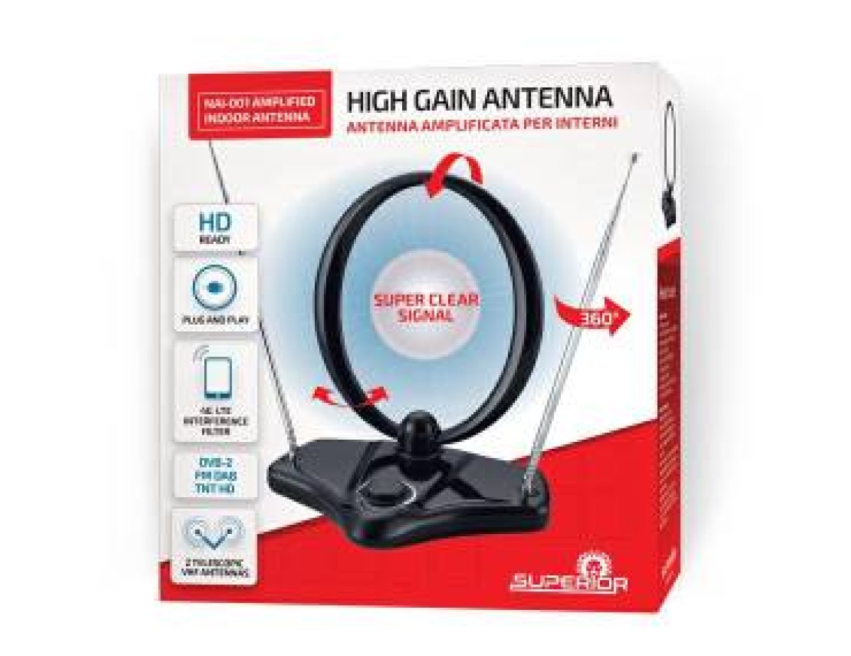 Superior Antenna TV Amplificata per Interni DVB-2 FM DAB TNT HD