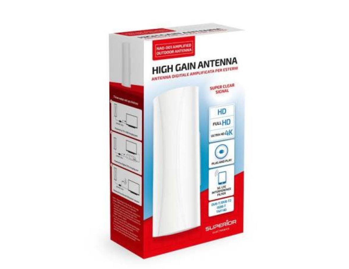 Superior Antenna TV Amplificata per Esterni DVB-2 IPX4 SUPNAO001 Superior Antenna TV Amplificata per Esterni DVB-2 IPX4 SUPNAO001