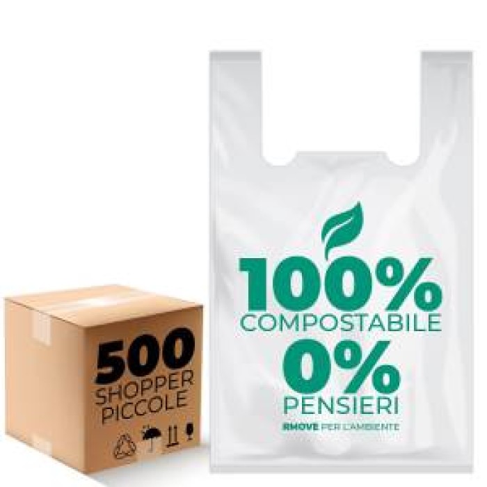 Buste Shopper Biodegradabili Piccole 10g - 500pz - 27x50cm - RMove