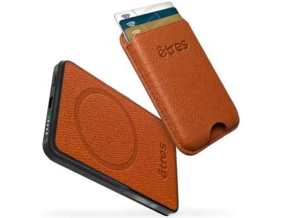 Etres Powerbank 5000mAh Wireless Magnetico combo Wallet Brown
