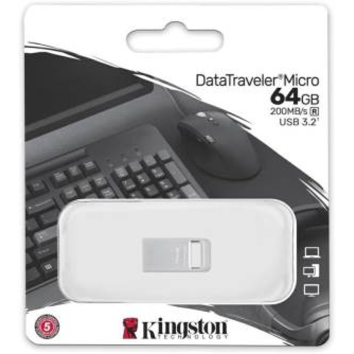 Kingston Pendrive Micro USB-A 3.2 64GB DTMC3G2/64GB Silver Metal Kingston Pendrive Micro USB-A 3.2 64GB DTMC3G2/64GB Silver Metal