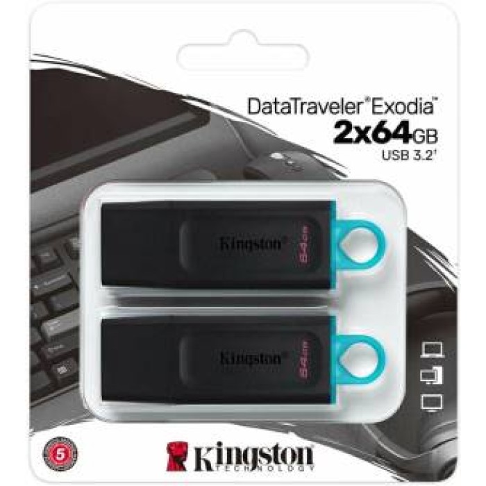 Kingston Pendrive USB-A 3.2 64GB DTX/64GB-2P Nero/Celeste 2 Pz