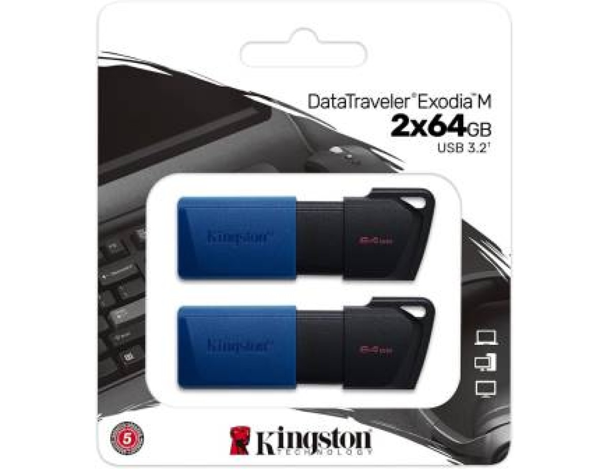 Kingston Pendrive USB-A 3.2 64GB DTXM/64GB-2P Nero/Blu 2 Pz