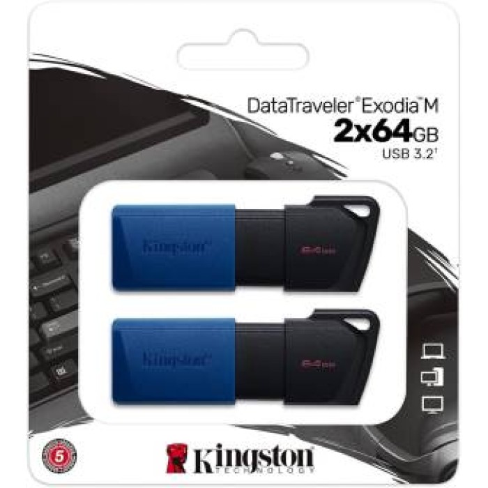 Kingston Pendrive USB-A 3.2 64GB DTXM/64GB-2P Nero/Blu 2 Pz
