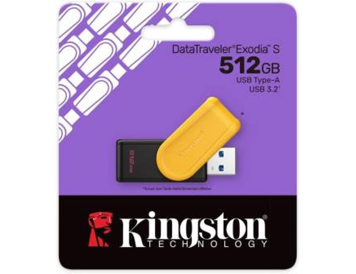 Kingston Pendrive USB-A 3.2512GB DTXS/512GB Nero/Giallo Kingston Pendrive USB-A 3.2512GB DTXS/512GB Nero/Giallo