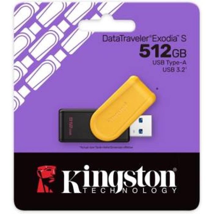 Kingston Pendrive USB-A 3.2512GB DTXS/512GB Nero/Giallo Kingston Pendrive USB-A 3.2512GB DTXS/512GB Nero/Giallo