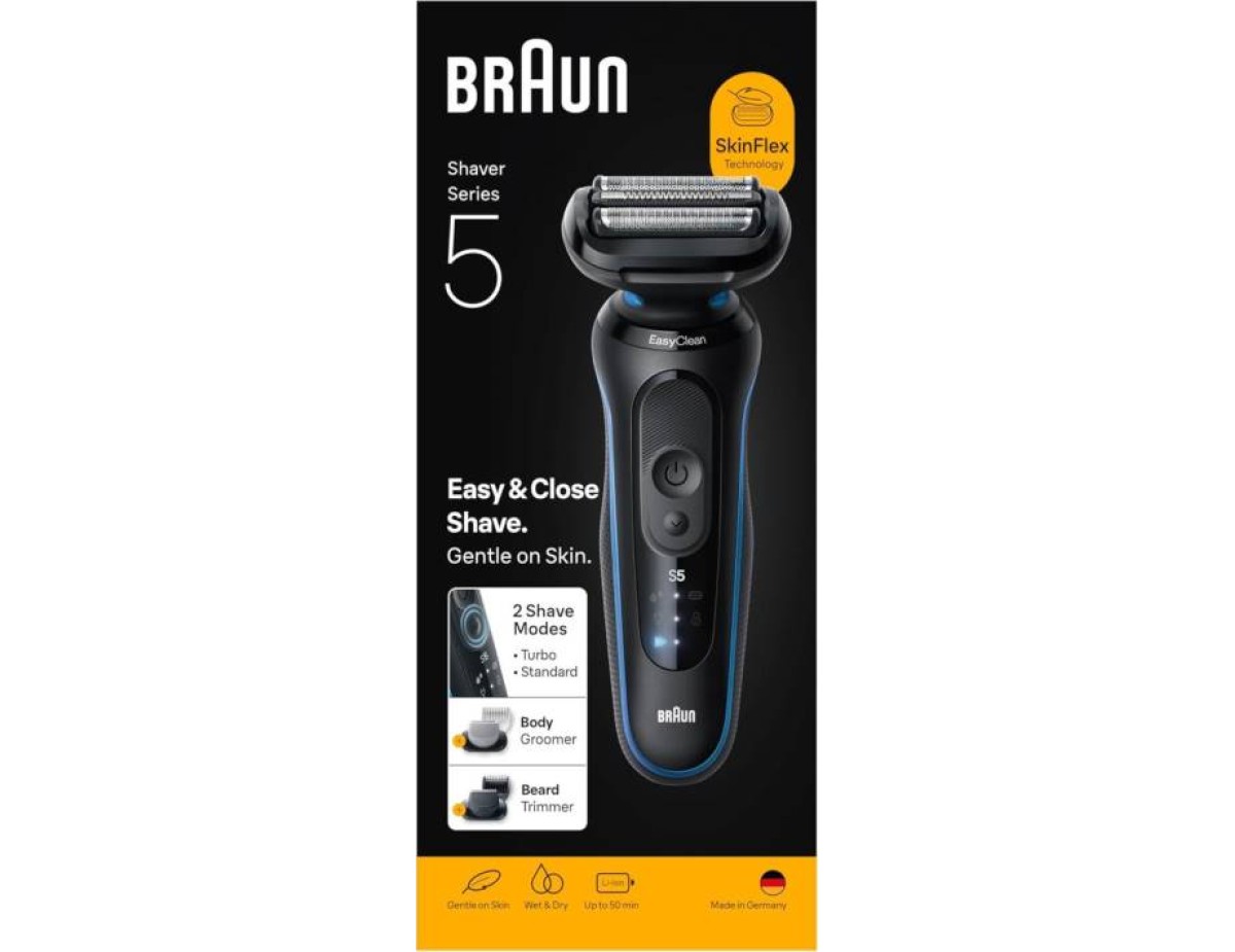 Braun Rasoio Elettrico Serie 5 Wet&Dry 3 Lame 52-B1650S Blu