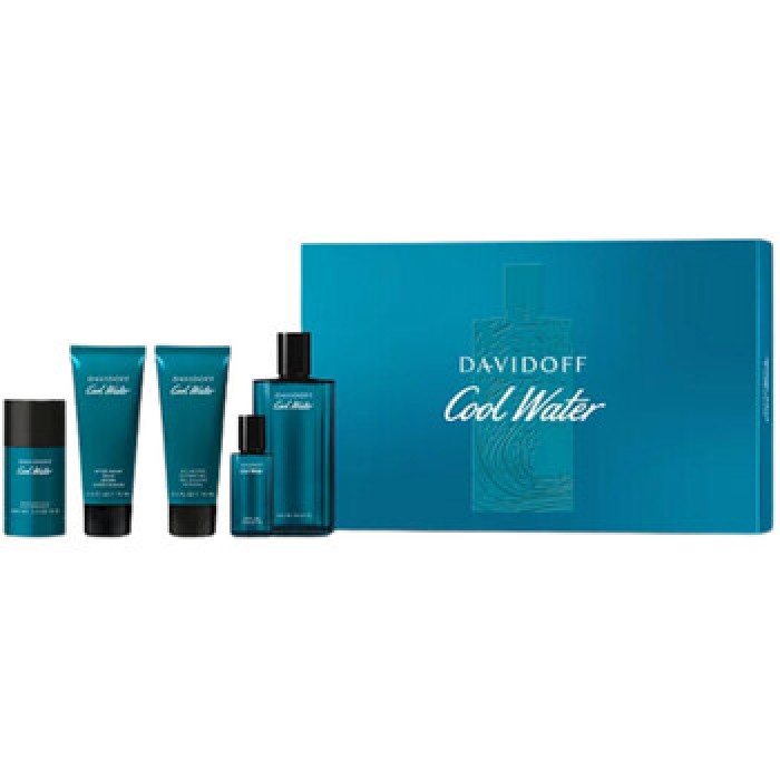 Davidoff-Cool Water Man Dárková sada EDT 125 ml, balzám po holení 75 ml, sprchový gel 75 ml, deostick 70 g a miniaturka 15 ml-125ml